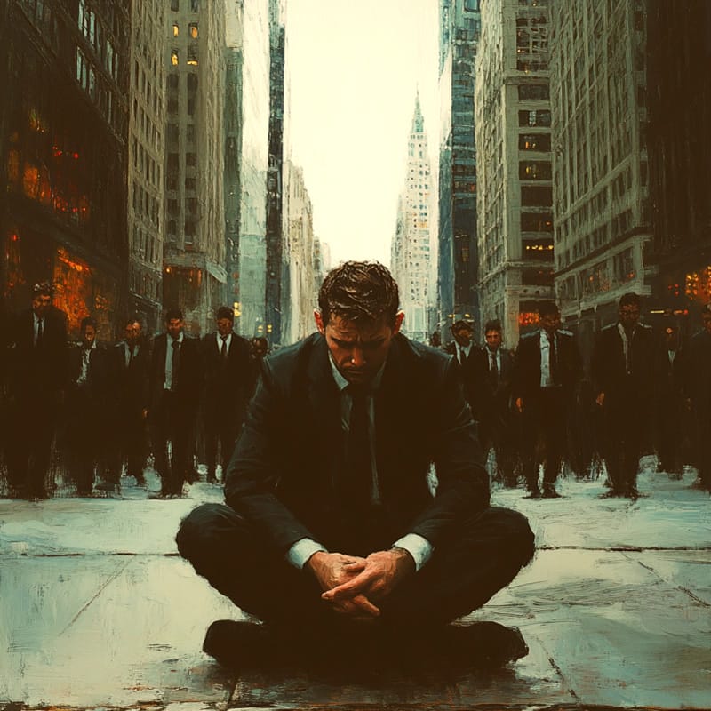 sad corporate executive affected by economic recession